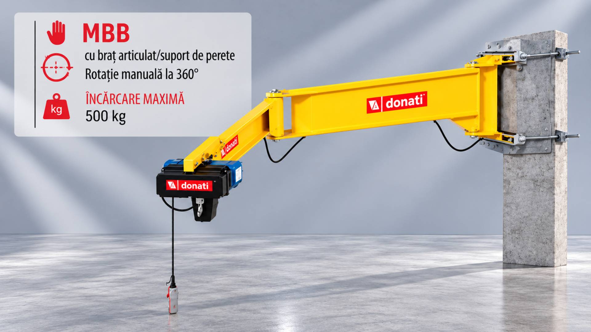 Macara cu brat articulat si suport de perete