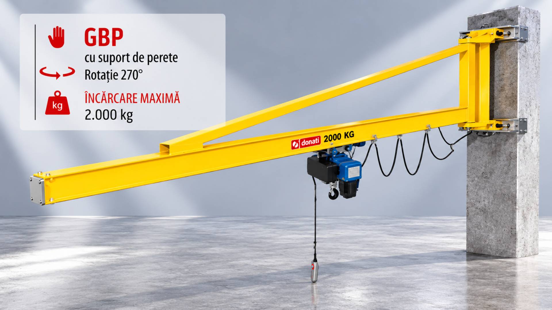 Macara cu brat cu suport de perete - GBP