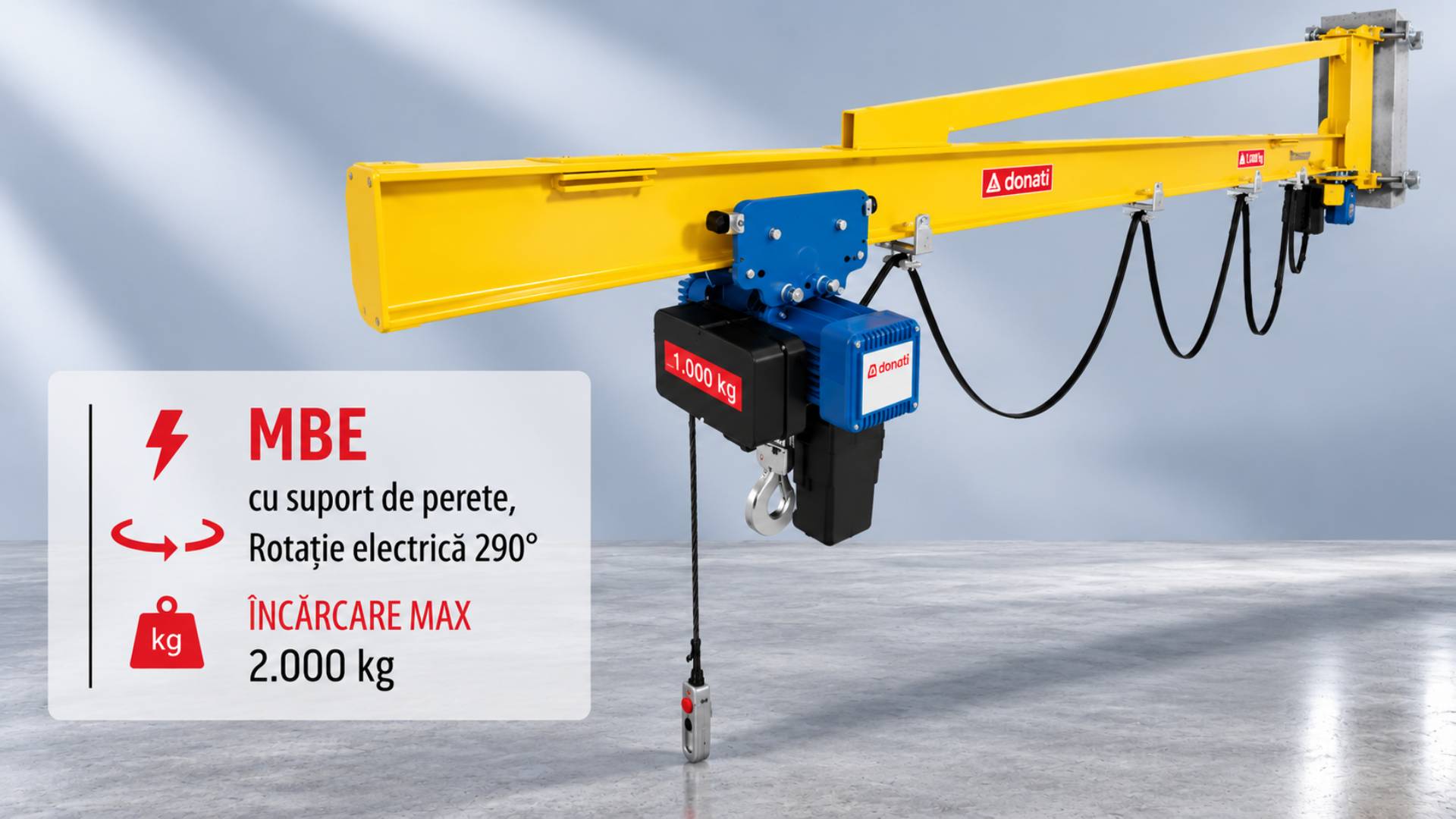 Macara cu suport de perete si rotatie electrica