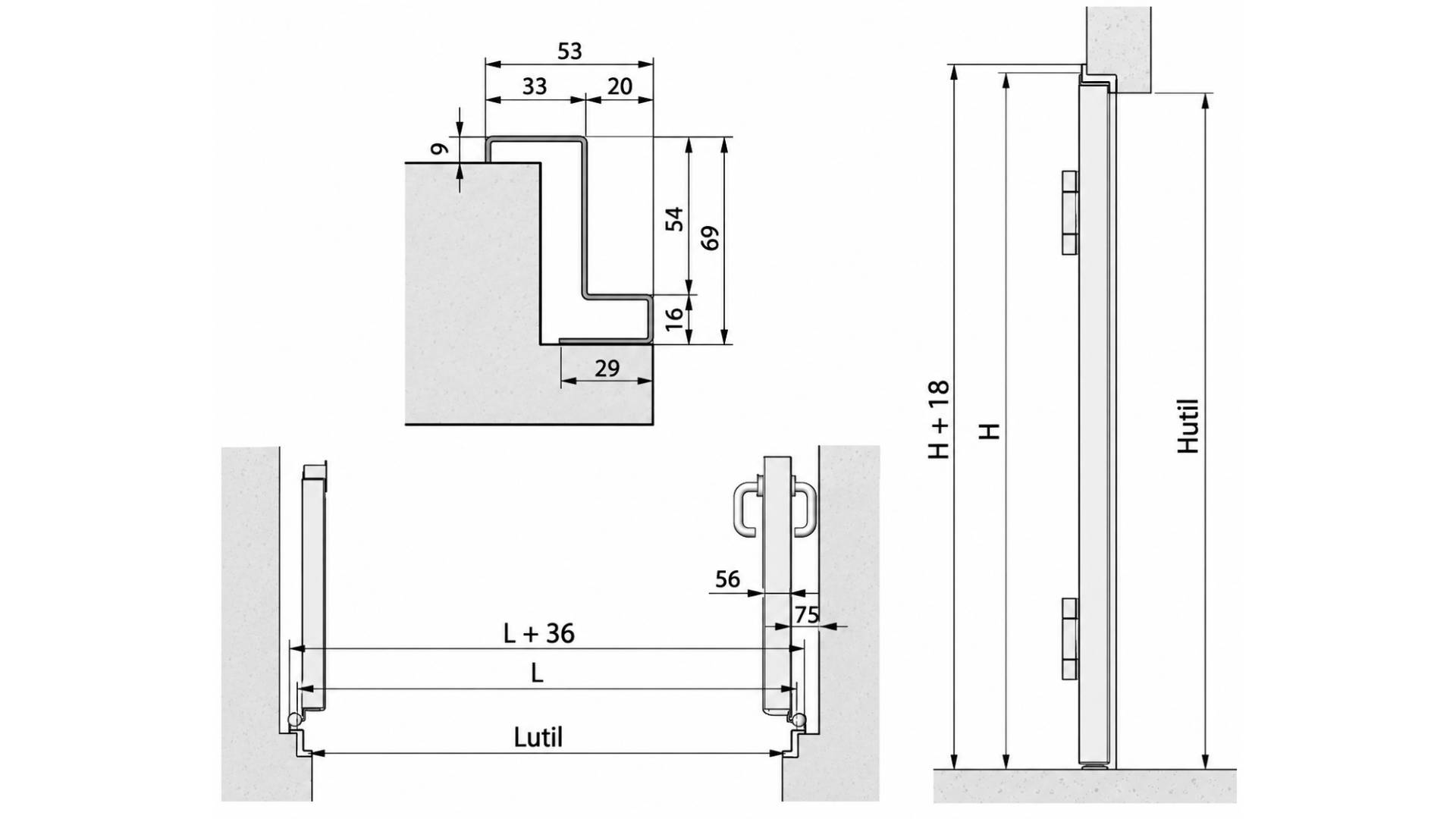 Uși rezistente la foc cu 2 canate, EI2-60-C5 și EI2-90-C5, schite și dimensiuni standard