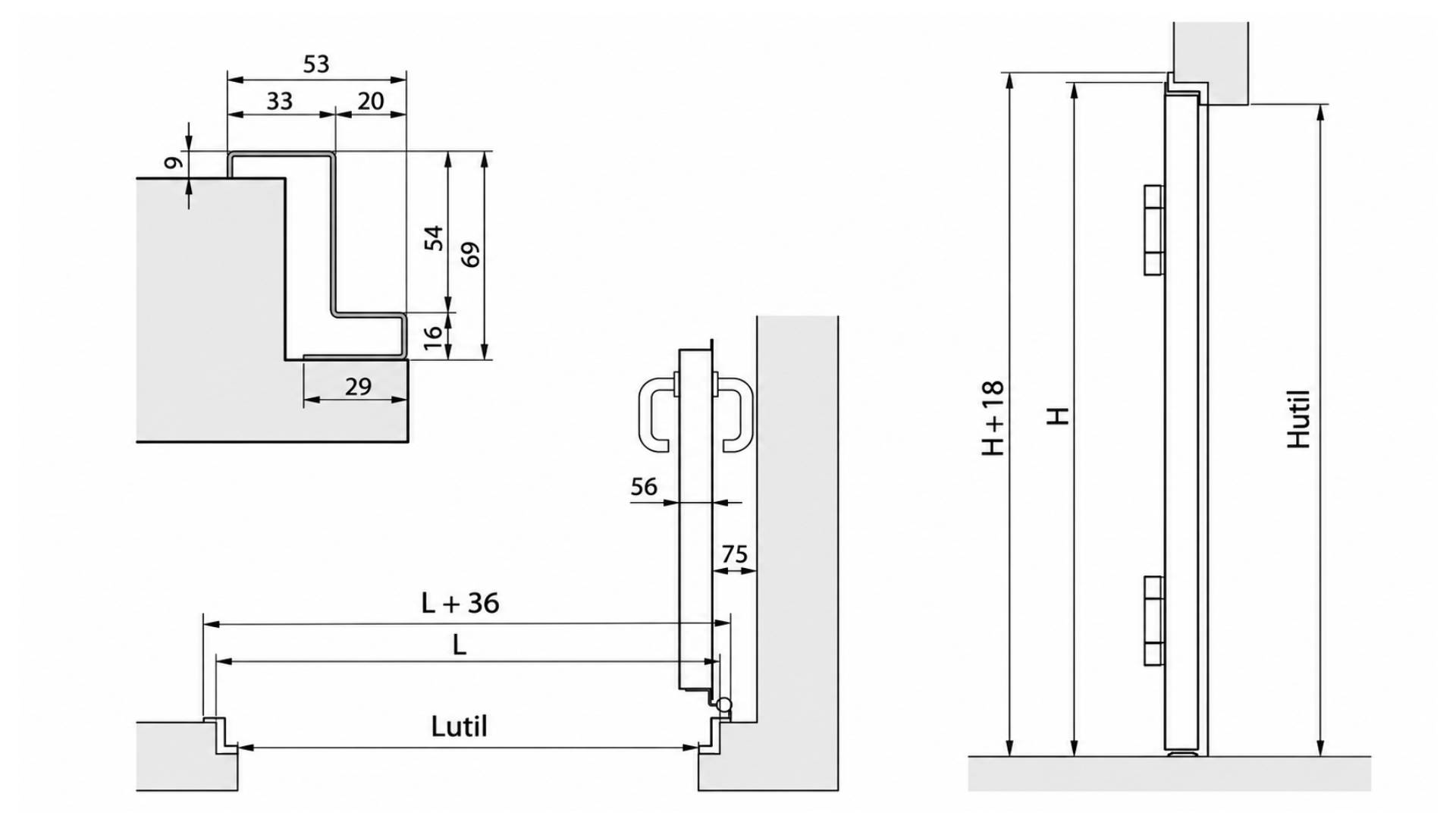 Uși rezistente la foc într-un singur canat, EI2-60-C5 și EI2-90-C5, schite și dimensiuni standard