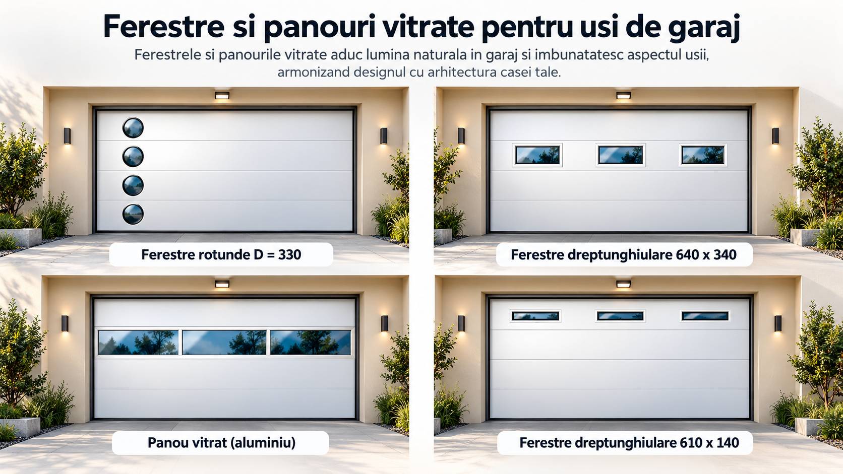 Ferestre si panouri vitrate pentru usi de garaj